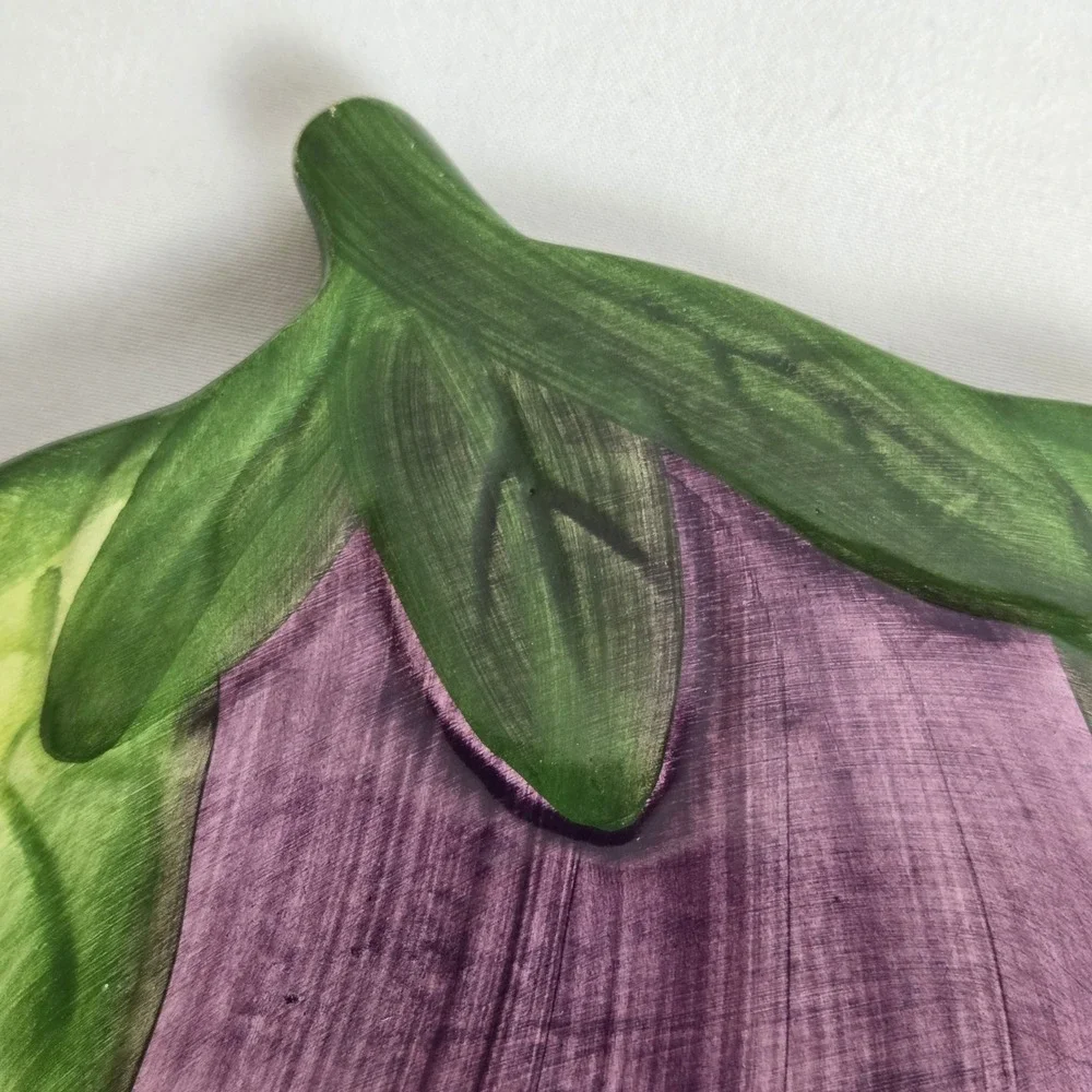 Eggplant Aubergine Ceramic Footed Trivet, 7